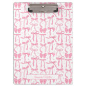 Super Cute Pink Coquette Bow Personalized Name クリップボード (正面)
