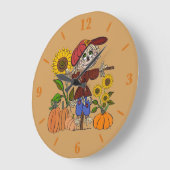 Super Cute Scarecrow Large Round Wall Art Clock  ラージ壁時計 (傾斜)