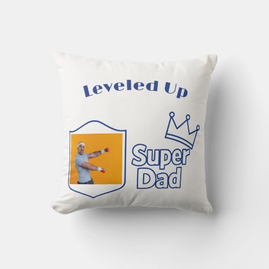 Super Dad Crown Father's Day Custom Two Photo クッション (正面)