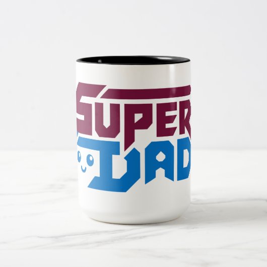 Super Dad Gamer Gift – Cute Retro ツートーンマグカップ (中央)