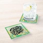 Super Dad Hero Typography Design-67888 ガラスコースター (アングル)