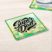 Super Dad Hero Typography Design-67888 スクエアペーパーコースター (アングル)