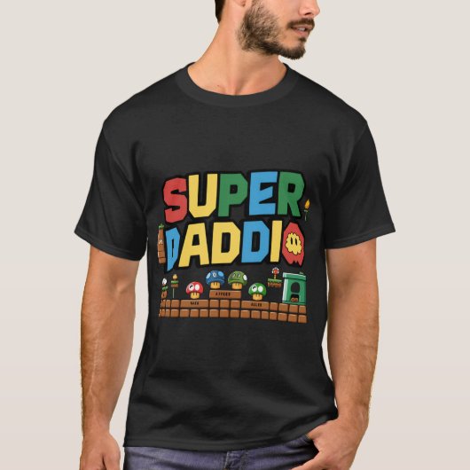 Super Daddio Funny Dad Gamer Fathers Day gift Tシャツ (正面)
