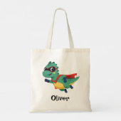 Super Dino Hero – Cute Flying T-Rex with Cape トートバッグ (裏面)