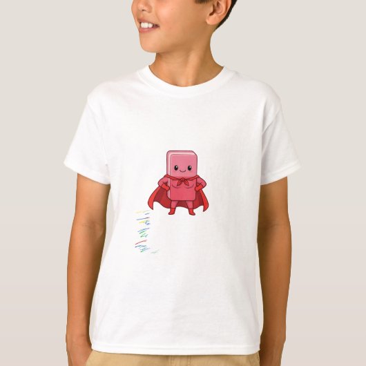 Super Eraser Hero Pink Cartoon Kids Tシャツ (正面)