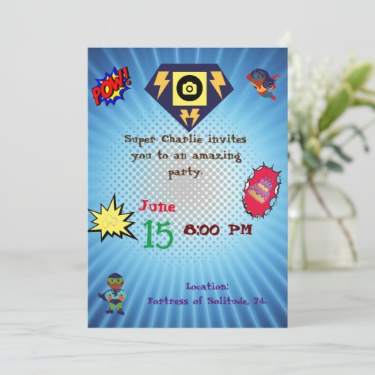 super hero theme 招待状 (スタンド正面)