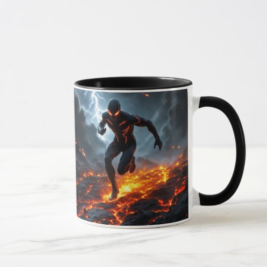  Super-héros en tenue moulante high-tech. マグカップ (右)