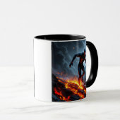  Super-héros traversant un champ de lave. マグカップ (正面右)