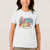 Super Kid T-Shirt, Groovy Retro Superhero Children トライブレンドＴシャツ (正面)