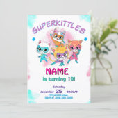 Super Kitties Birthday Invitation Template: Girl シーズンカード (スタンド正面)