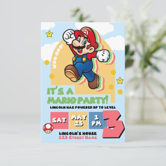 Super Mario Birthday Invitation 招待状 (スタンド正面)