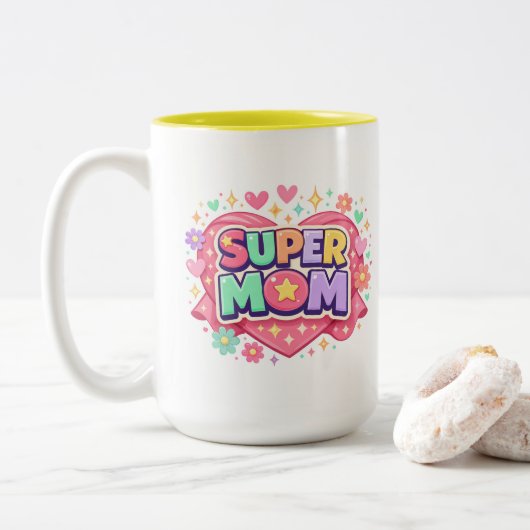 ** Super Mom ツートーンマグカップ (ドーナツ)