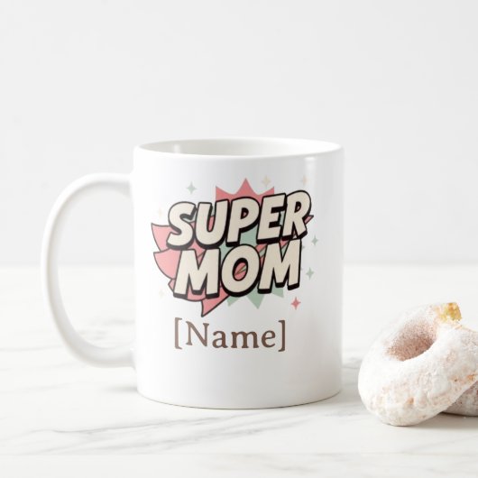 Super Mom Comic Style personilized Mug  コーヒーマグカップ (ドーナツ)