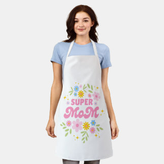 Super Mom Floral Apron - Colorful Mother’s Day Gif エプロン
