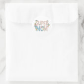 Super Mom Floral Text Design ラウンドシール (バッグ)