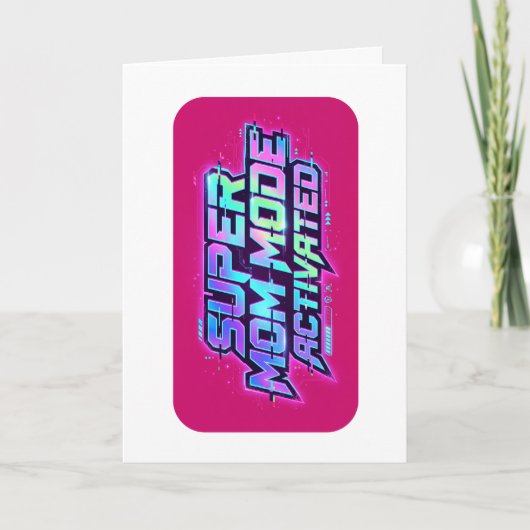 Super Mom Mode Activated Retro Glitch Text カード (正面)