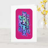 Super Mom Mode Activated Retro Glitch Text カード (黄色い花)