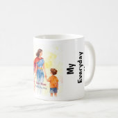 Super Mom My Everyday Hero Watercolor-personal Mug コーヒーマグカップ (正面右)