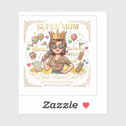 Super mom sticker carré シール (シート)