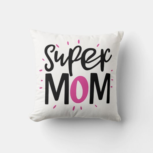 Super Mom Throw Pillow – Cozy Mother Gift クッション (正面)
