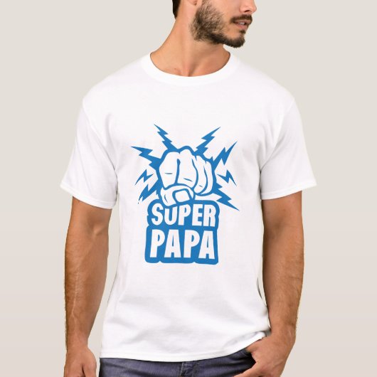 super_papa_poing_fermer_force_eclair tシャツ (正面)