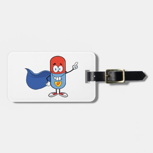 Super Pill Cartoon Hero Character ラゲッジタグ (正面横)
