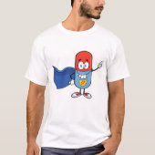Super Pill Cartoon Hero Character Tシャツ (正面)