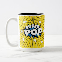 SUPER POP! Comic Book Pop Art Popcorn Pun ツートーンマグカップ