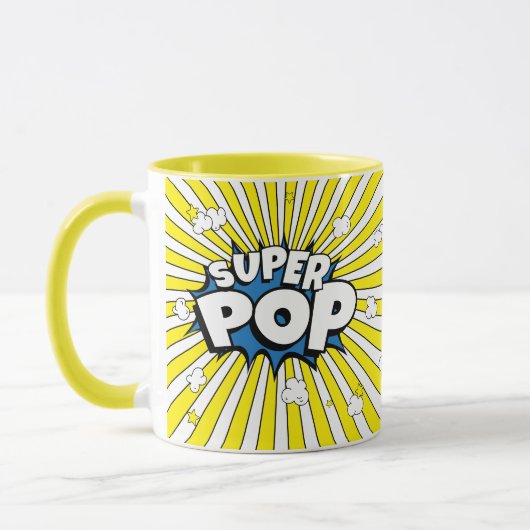 SUPER POP! Comic Book Pop Art Popcorn Pun  マグカップ (左)