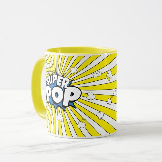 SUPER POP! Comic Book Pop Art Popcorn Pun  マグカップ (正面左)