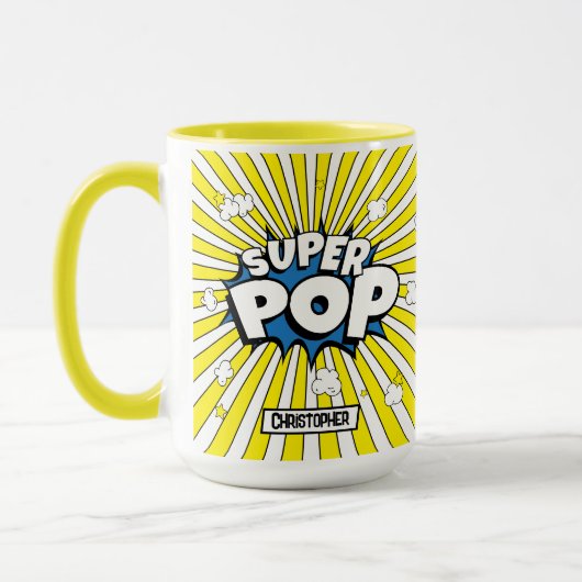 SUPER POP! | Poppin’ Cute Quirky Funny Punny  マグカップ (左)