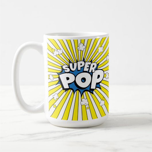 SUPER POP! Quirky Fun Comic Book Pop Art Pun  コーヒーマグカップ (左)