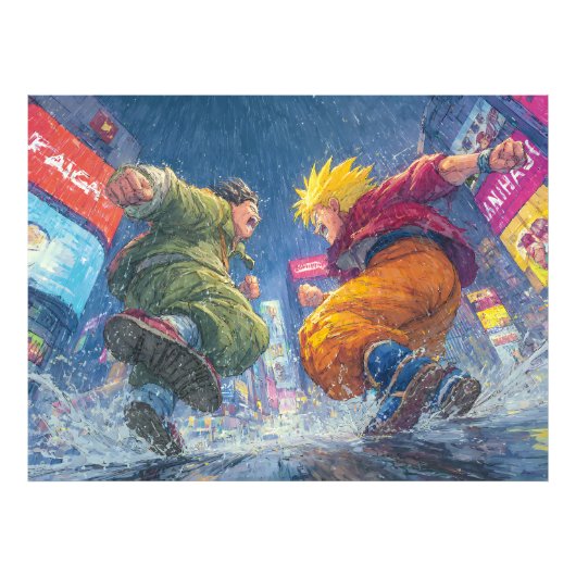 Super Saiyan Goku Epic Rain Fight フォトプリント (正面)
