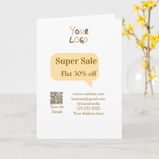 super sale business discount scan QR code details  カード (黄色い花)