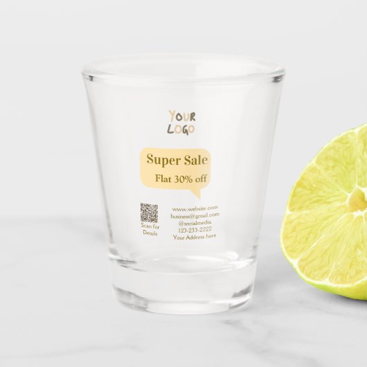 super sale business discount scan QR code details  ショットグラス (正面)