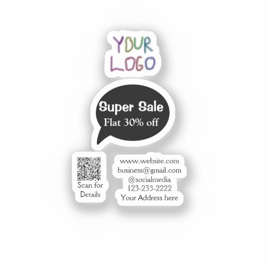 super sale business discount scan QR code details シール (正面)