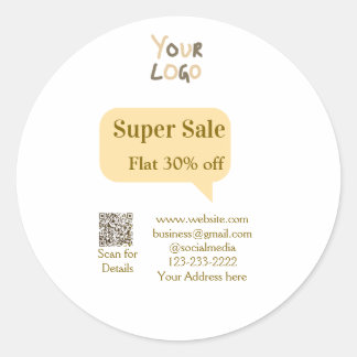 super sale business discount scan QR code details  ラウンドシール