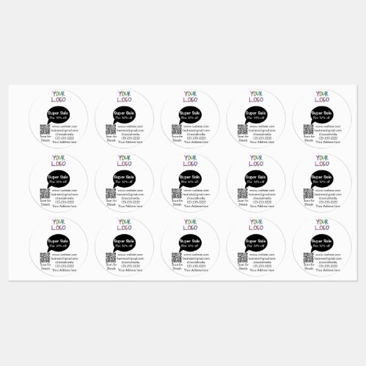 super sale business discount scan QR code details  ラベル (シート)