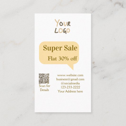 super sale business discount scan QR code details  名刺 (裏面)