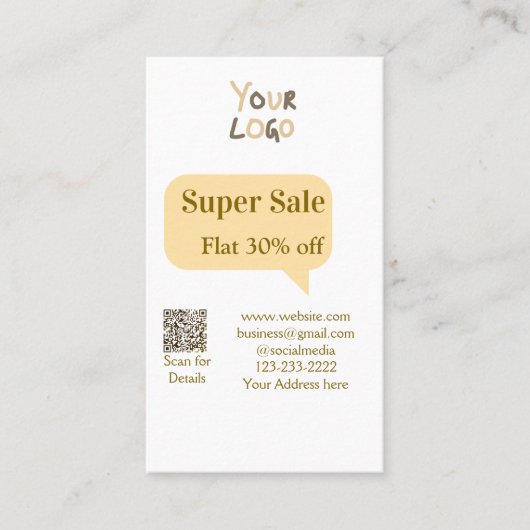 super sale business discount scan QR code details  名刺 (正面)