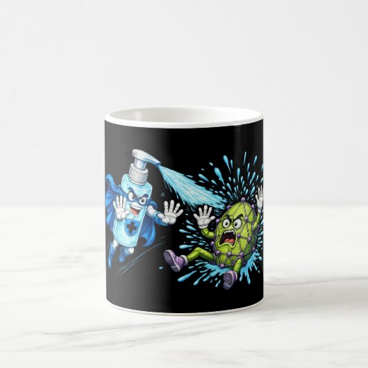 Super Sanitizer vs. Germ Monster コーヒーマグカップ (中央)