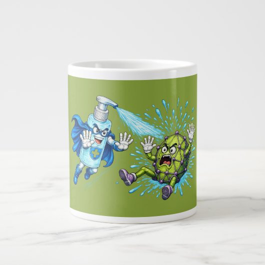 Super Sanitizer vs. Germ Monster ジャンボコーヒーマグカップ (正面)