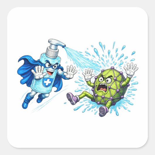 Super Sanitizer vs. Germ Monster スクエアシール (正面)
