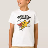 Super Star Power Cute Yellow Hero Design Tシャツ (正面)