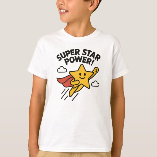 Super Star Power Cute Yellow Hero Design Tシャツ (正面)