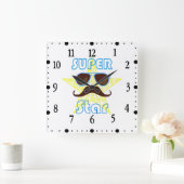 Super Star with sunglasses and mustache スクエア壁時計 (ホーム)