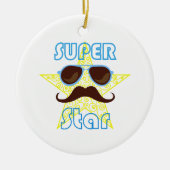 Super Star with sunglasses and mustache セラミックオーナメント (正面)