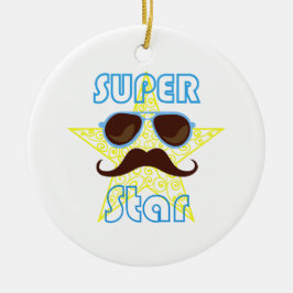 Super Star with sunglasses and mustache セラミックオーナメント
