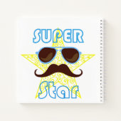 Super Star with sunglasses and mustache ノートブック (裏面)