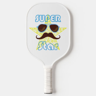 Super Star with sunglasses and mustache ピックルボールラケット